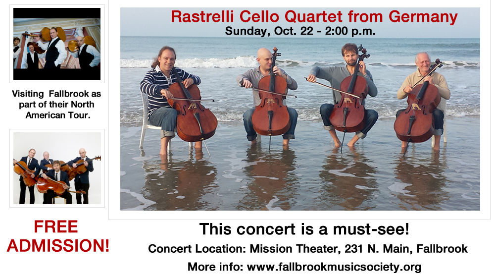 Free Concert Rastrelli Cello Quartet Fallbrook